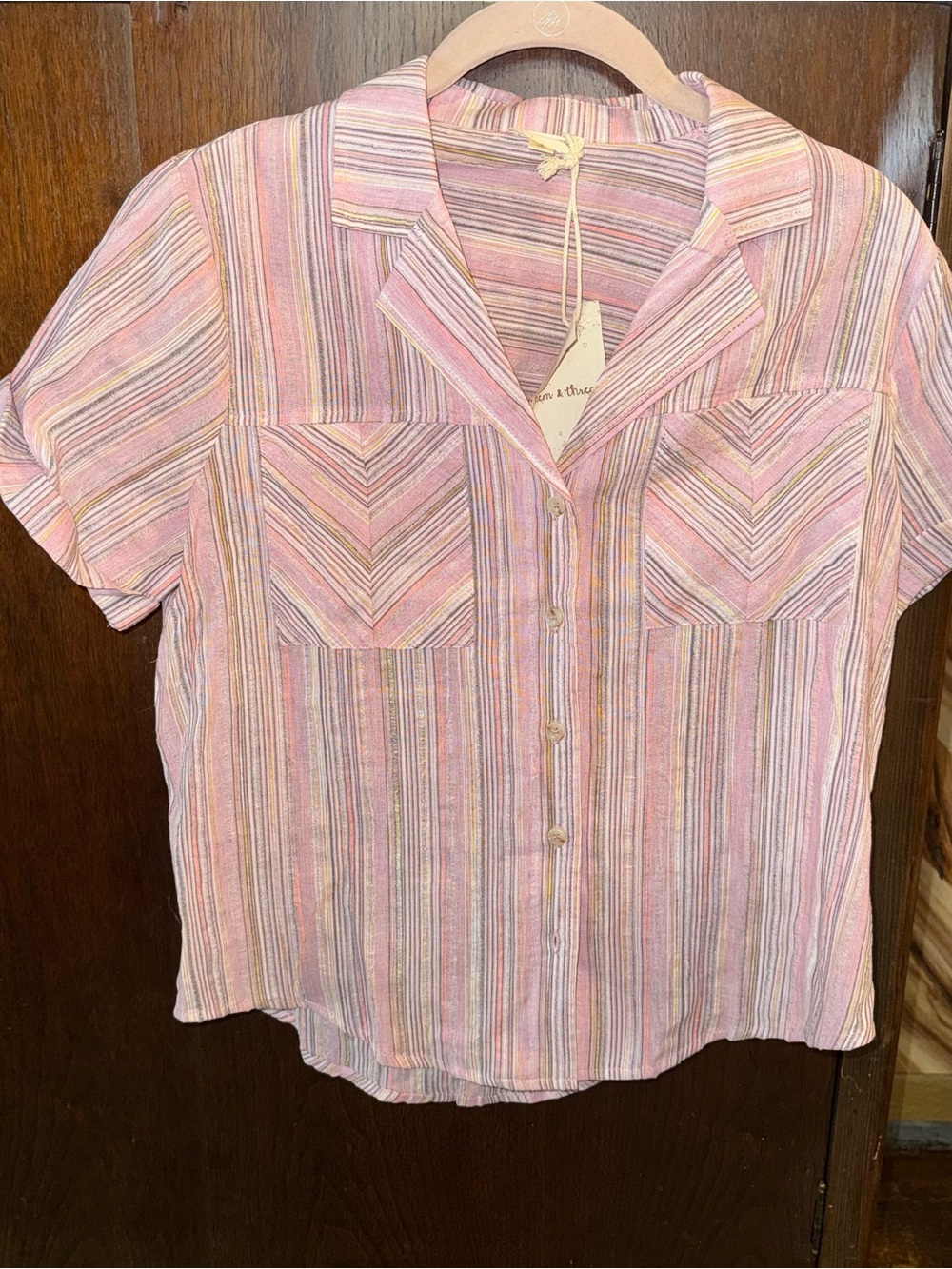 NWT Hem & Thread Striped Pastel Button-Up Shirt